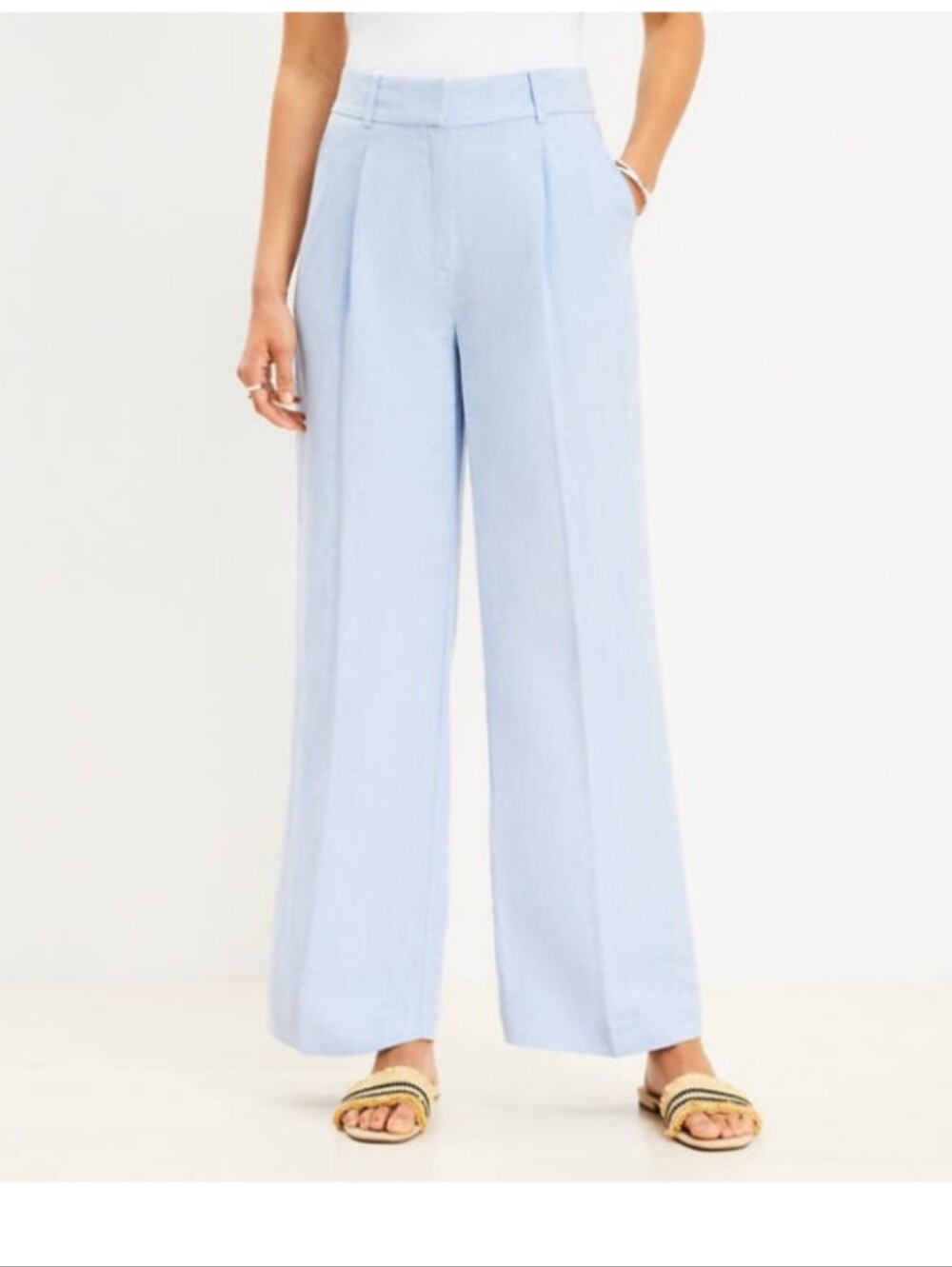 Loft Peyton Wide Leg Trousets Linen Blend Size 6 NWOT